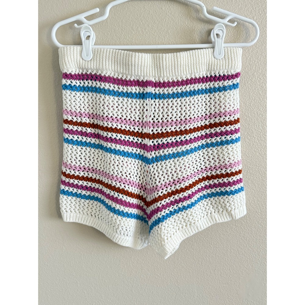 L*Space On The Horizon Crochet Knit Striped Shorts Multi Color OTHSH20  M - Picture 3 of 5